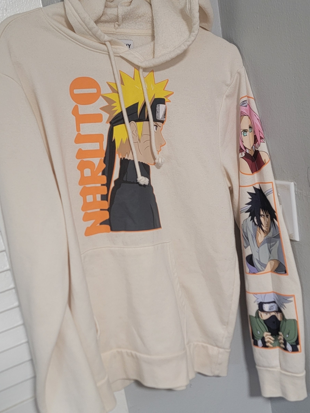 Cream Naruto Graphic Hoodie Sweatshirt - Anime Print